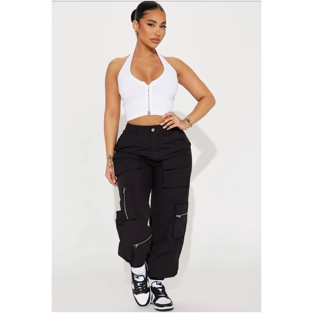 Black cargo joggers